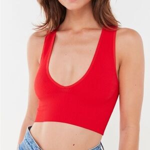 Out From Under Hailey Seamless Plunge Cropped Tank Top Size Small